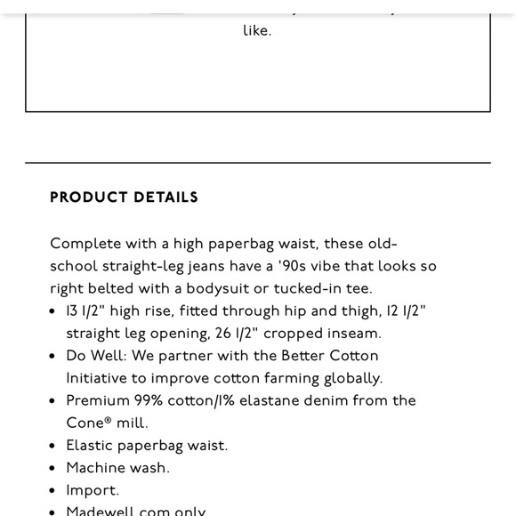 Madewell Paperbag Classic Straight Jeans - Picture 2 of 3